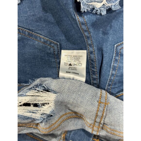 Distressed Denim High-Waisted Shorts Sz S Womens Ap Blue Aphrodite Jeans Stretch - Picture 8 of 8